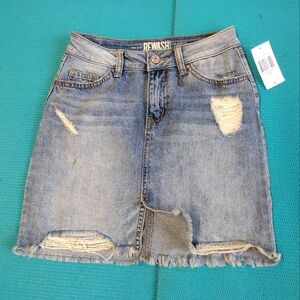 New Rewash Brand Denim Jean Mini Skirt Raw Stretch Vintage Size 0